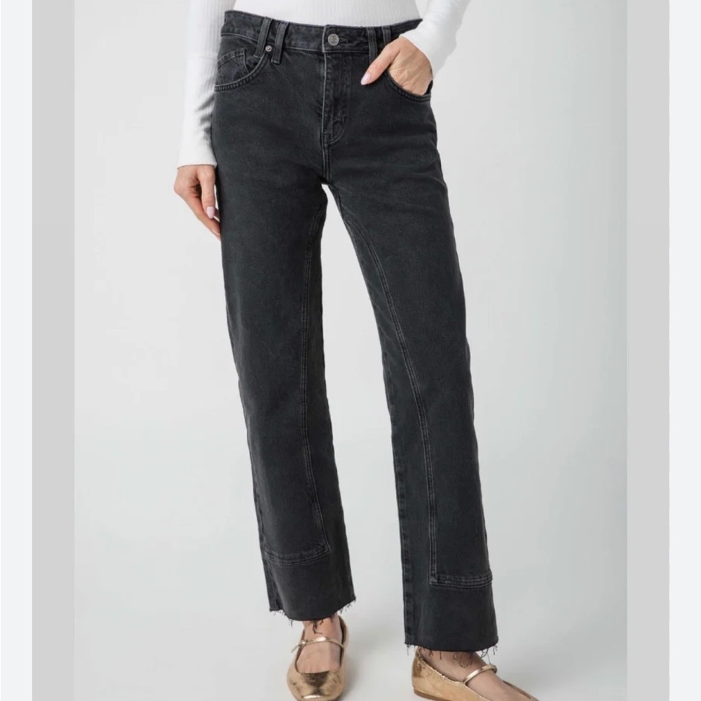 🌟WE THE FREE🌟 TAKER FREE PEOPLE STRAIGH LEG ULITIY JEANS BLACK WASH SZ 27